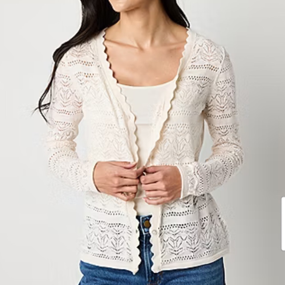 Frye Frye Women's Button Front Lightweight Pointelle Cardigan - Picture 3 of 10